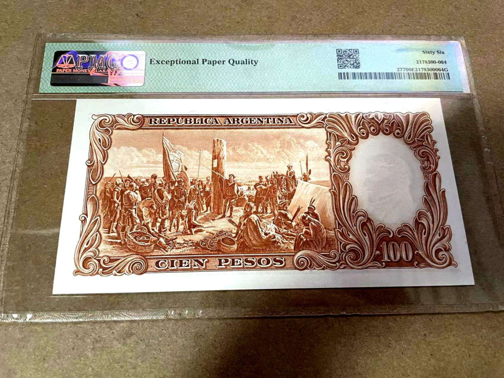 【Blue Auction】✨世界纸币精拍第306期——南越豹子【精】 【冠军分】阿根廷 1967-69年100比索 PMG66EPQ 背面大场景 精美