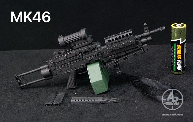 零元拍：1/6 MK46 鸡腔塑料模型摆件，无任何击发功能，黑色涂装