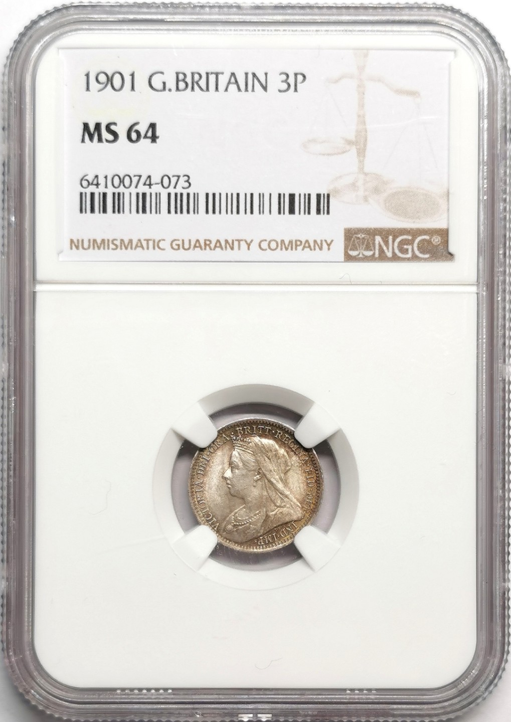 凡希社世界钱币微拍第二百三十三期 1901英国批纱3便士NGC-MS64