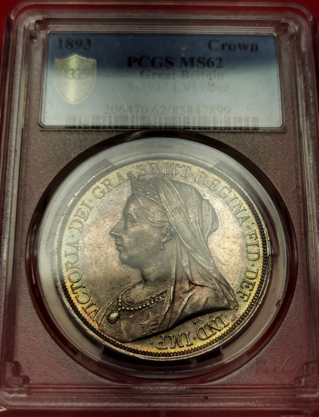 凡希社世界钱币微拍第二百三十三期 荐！1893英国批纱马剑大银PCGS-MS62环彩！