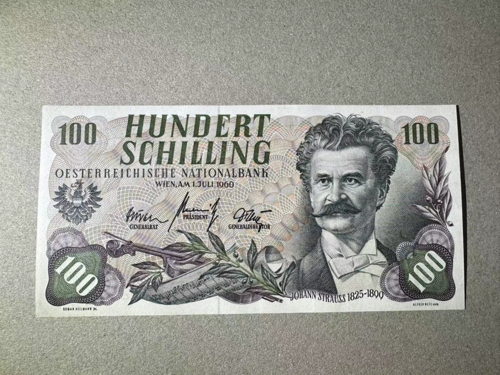 【Blue Auction】✨世界纸币精拍第306期——南越豹子【精】  奥地利 1960年100先令 斯特劳斯 UNC-
