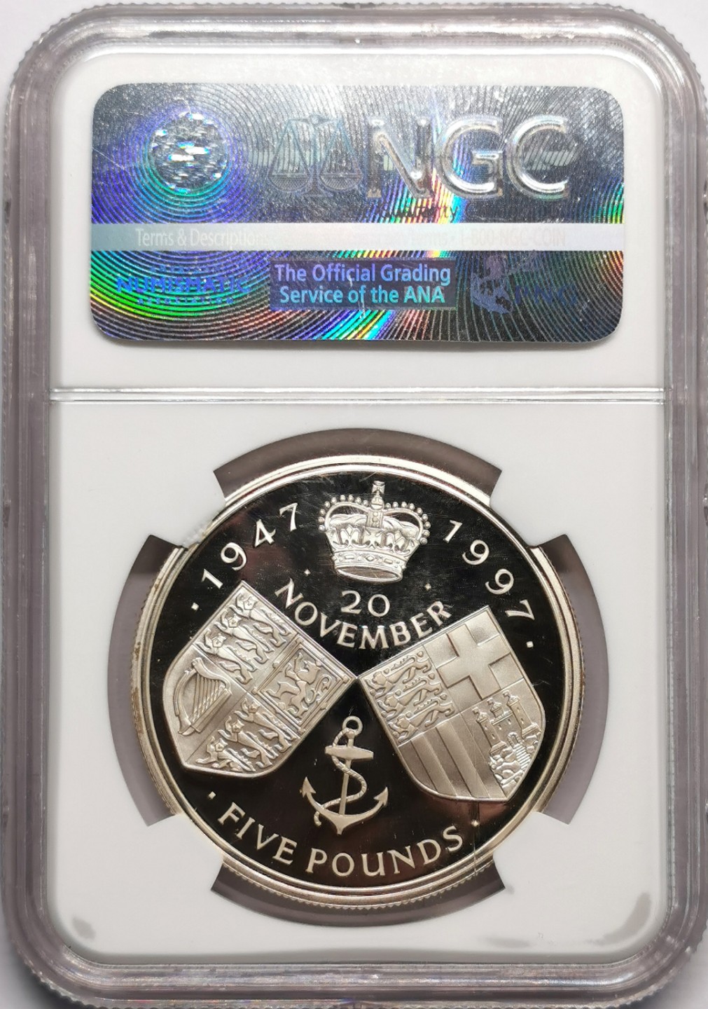 凡希社世界钱币微拍第二百三十三期 1997英国伊丽莎白女王金婚纪念5镑精铸NGC-PF69UC