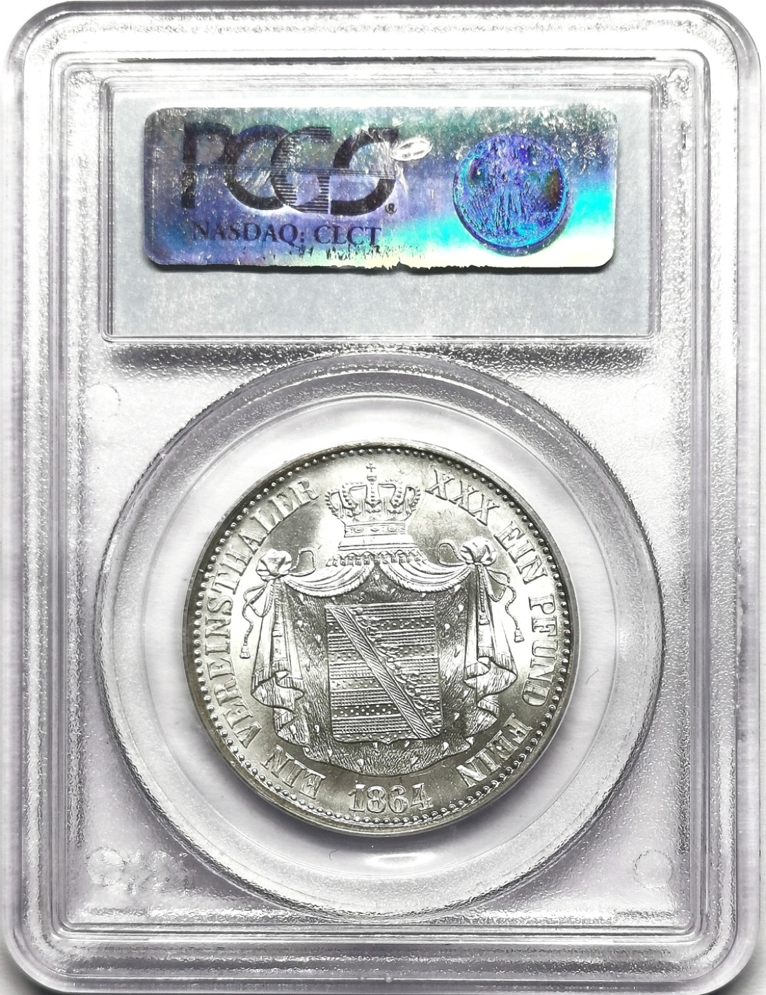 凡希社世界钱币微拍第二百三十三期 荐！1864萨克森阿尔腾贝格泰勒PCGS-MS64全银光底板一流！