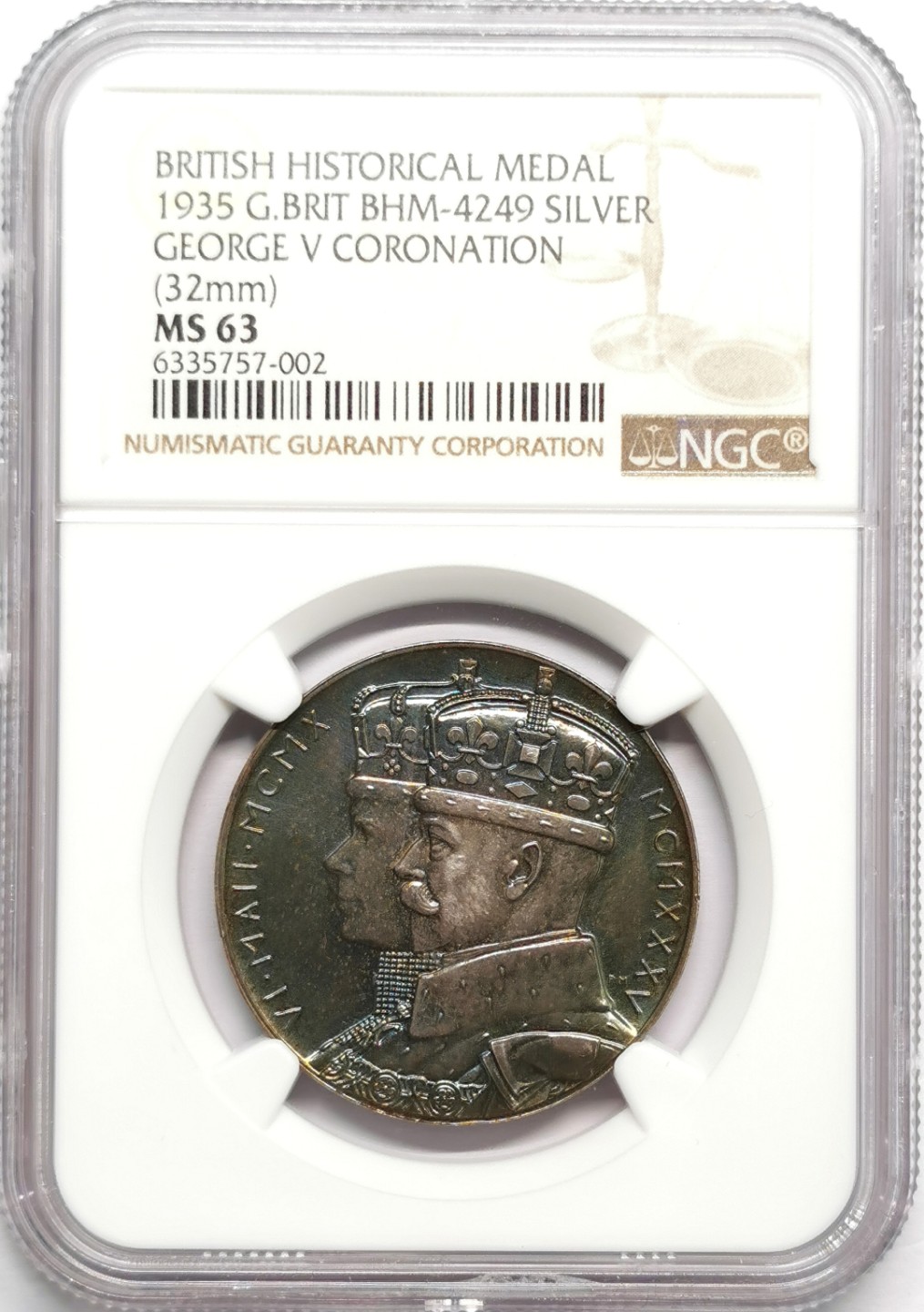 凡希社世界钱币微拍第二百三十三期 1935英国乔五加冕25周年纪念银章NGC-MS63