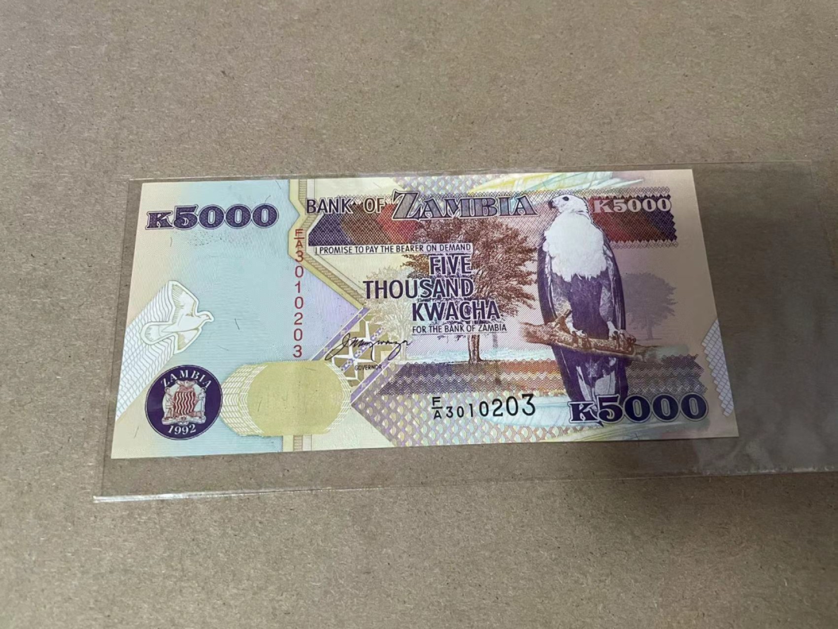 【Blue Auction】✨世界纸币精拍第306期——南越豹子【精】 【无47】赞比亚 1992年5000克瓦查 全新UNC