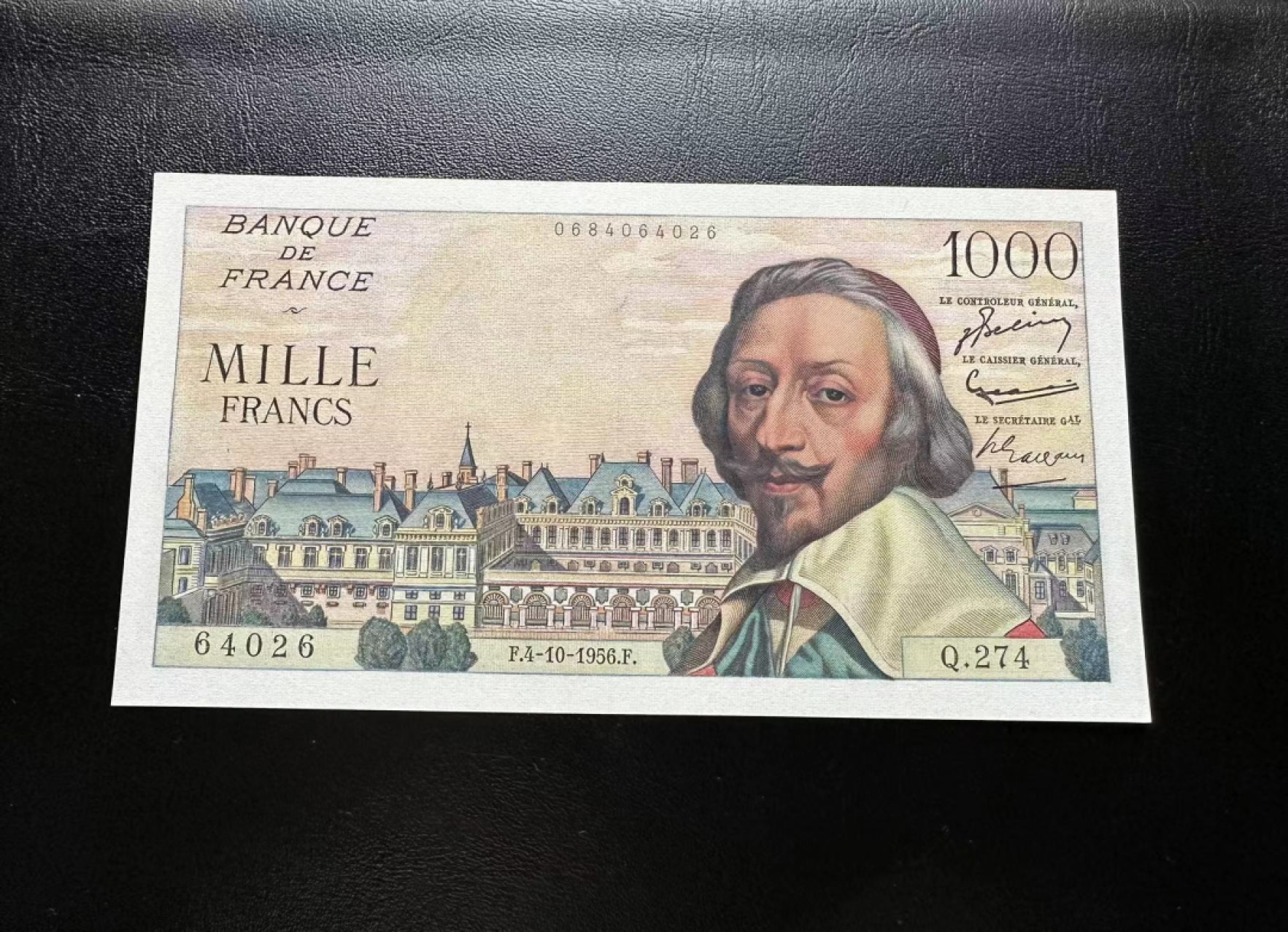 【Blue Auction】✨世界纸币精拍第306期——南越豹子【精】 法国 1956年1000法郎 改值前版本 红衣教主 UNC-