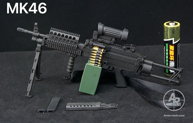 零元拍：1/6 MK46 鸡腔塑料模型摆件，无任何击发功能，黑色涂装