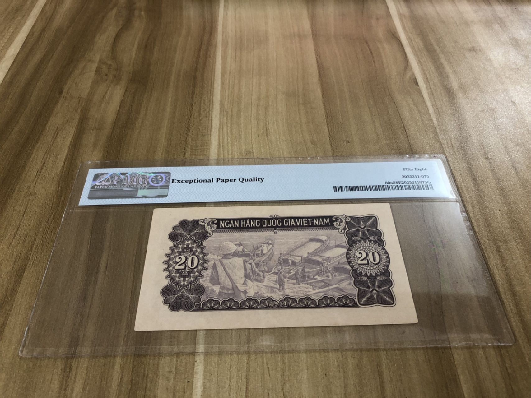 【三泉🏦Quan Se】拍卖第十期⚖️【齐】 【PMG58 EPQ】越南民主共和20元，草纸币，难上分品种，带Ｅ难得（中国代印）