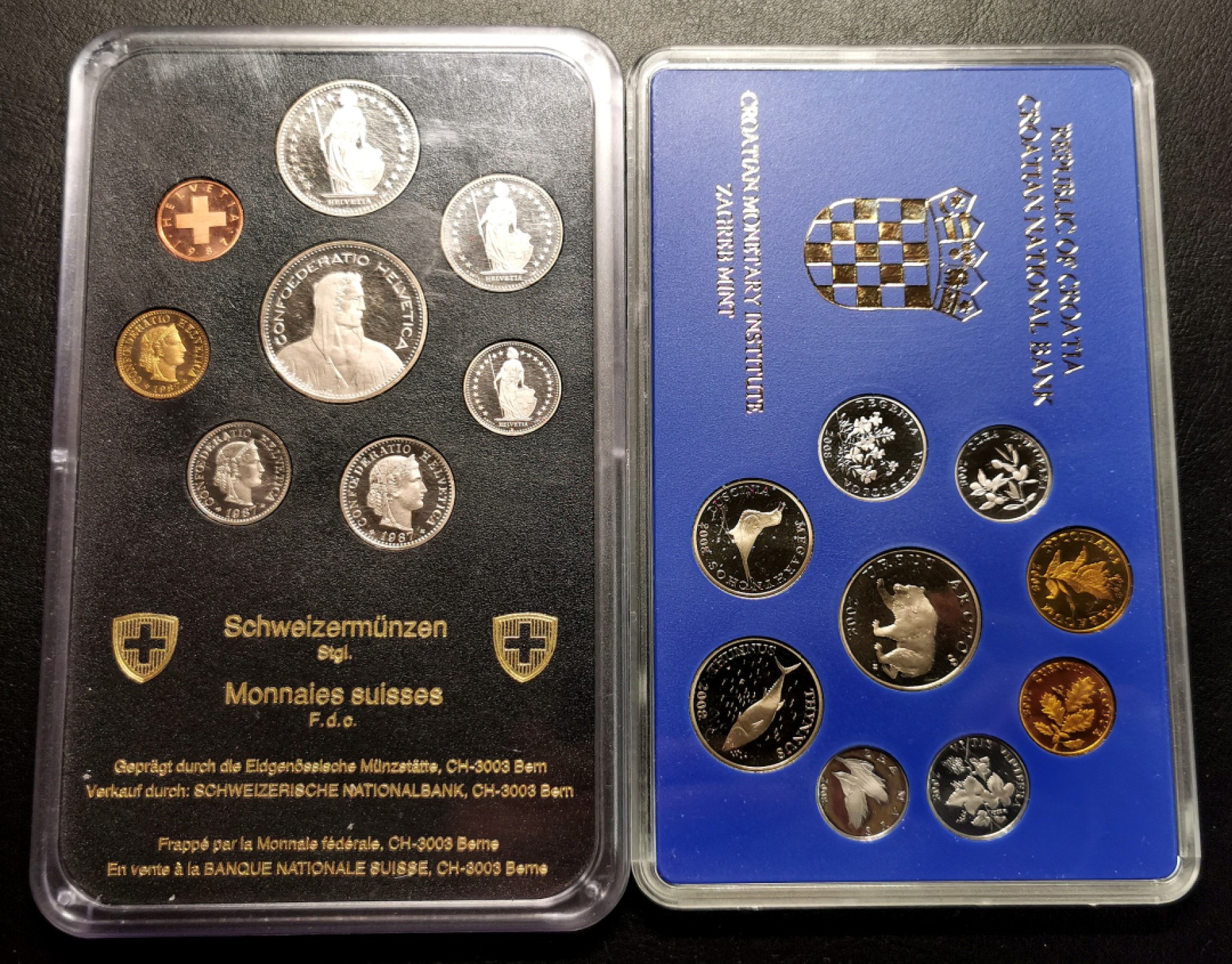 凡希社世界钱币微拍第二百三十三期 1987瑞士&2008克罗地亚PS两套原厂塑封！