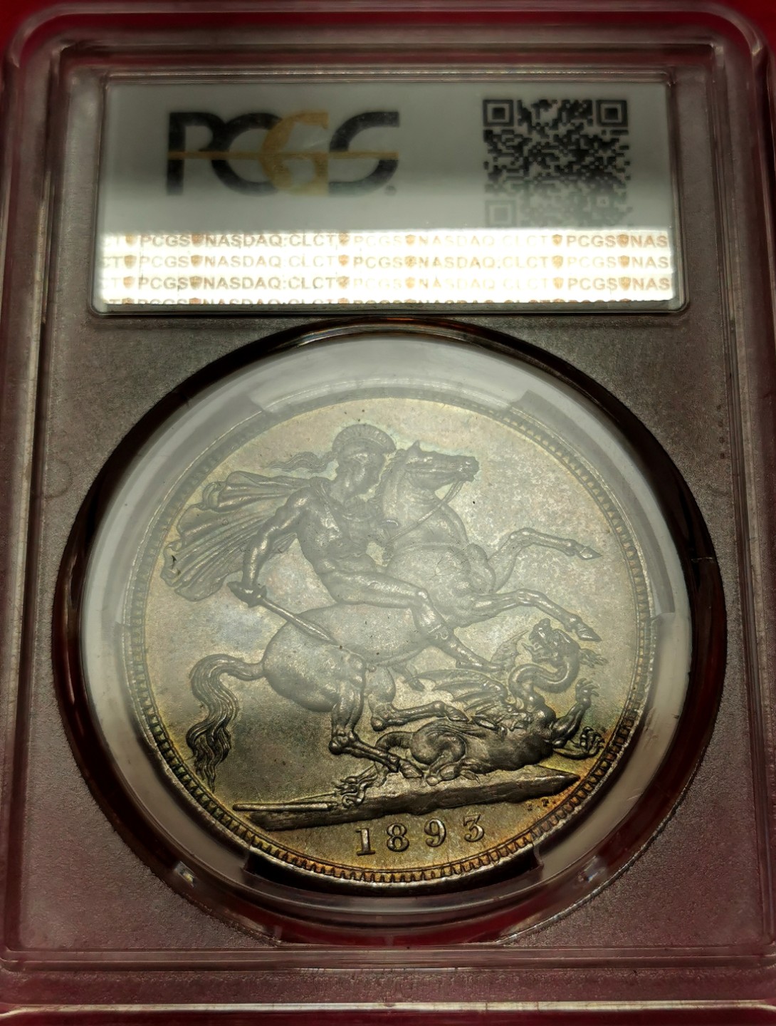 凡希社世界钱币微拍第二百三十三期 荐！1893英国批纱马剑大银PCGS-MS62环彩！