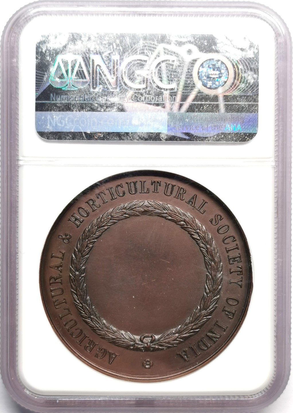 凡希社世界钱币微拍第二百三十三期 十九世纪印度农业协会纪念铜章NGC-MS64铜质精良！