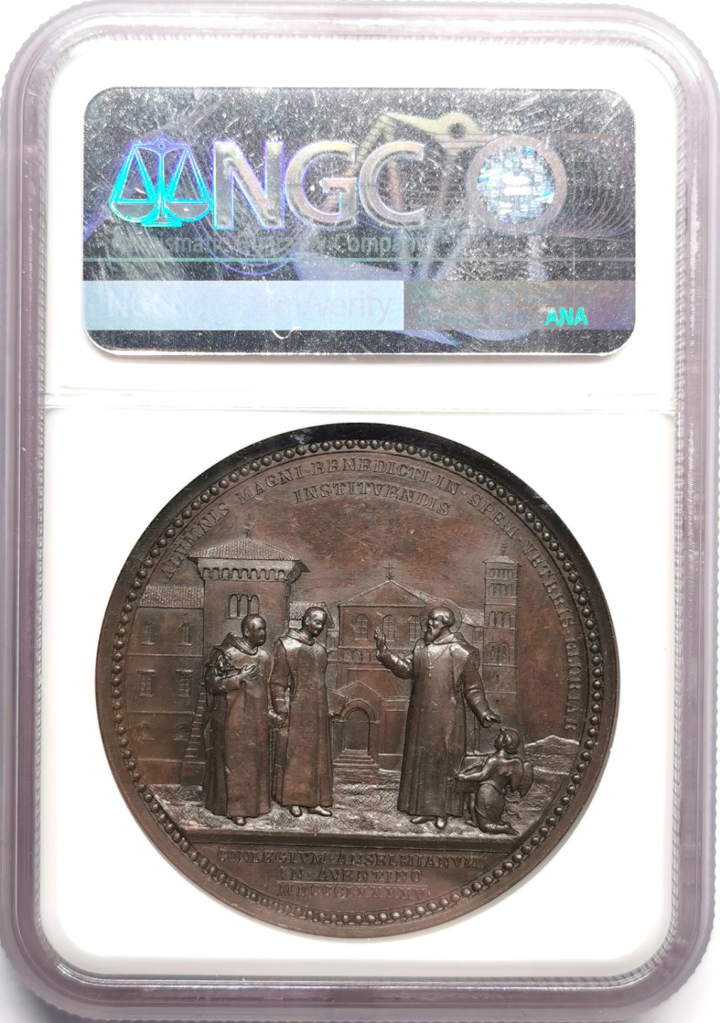 凡希社世界钱币微拍第二百三十三期 1895梵蒂冈教宗里奥十三世本尼狄克学院纪念铜章NGC-MS62