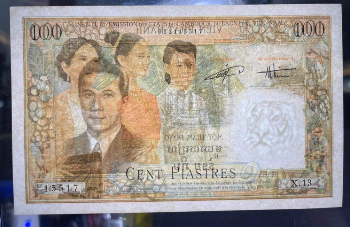 【三泉🏦Quan Se】拍卖第十期⚖️【齐】 【珍品】法属印支1954年100皮阿斯特（熟称“三美女”）-越南版【UNC】