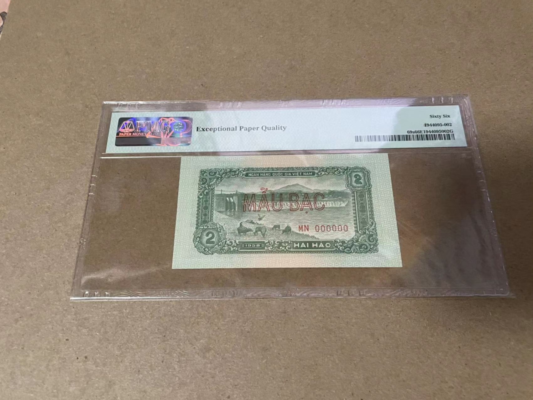 【Blue Auction】✨世界纸币精拍第306期——南越豹子【精】 【样钞】越南 1958年2毫 PMG66EPQ 