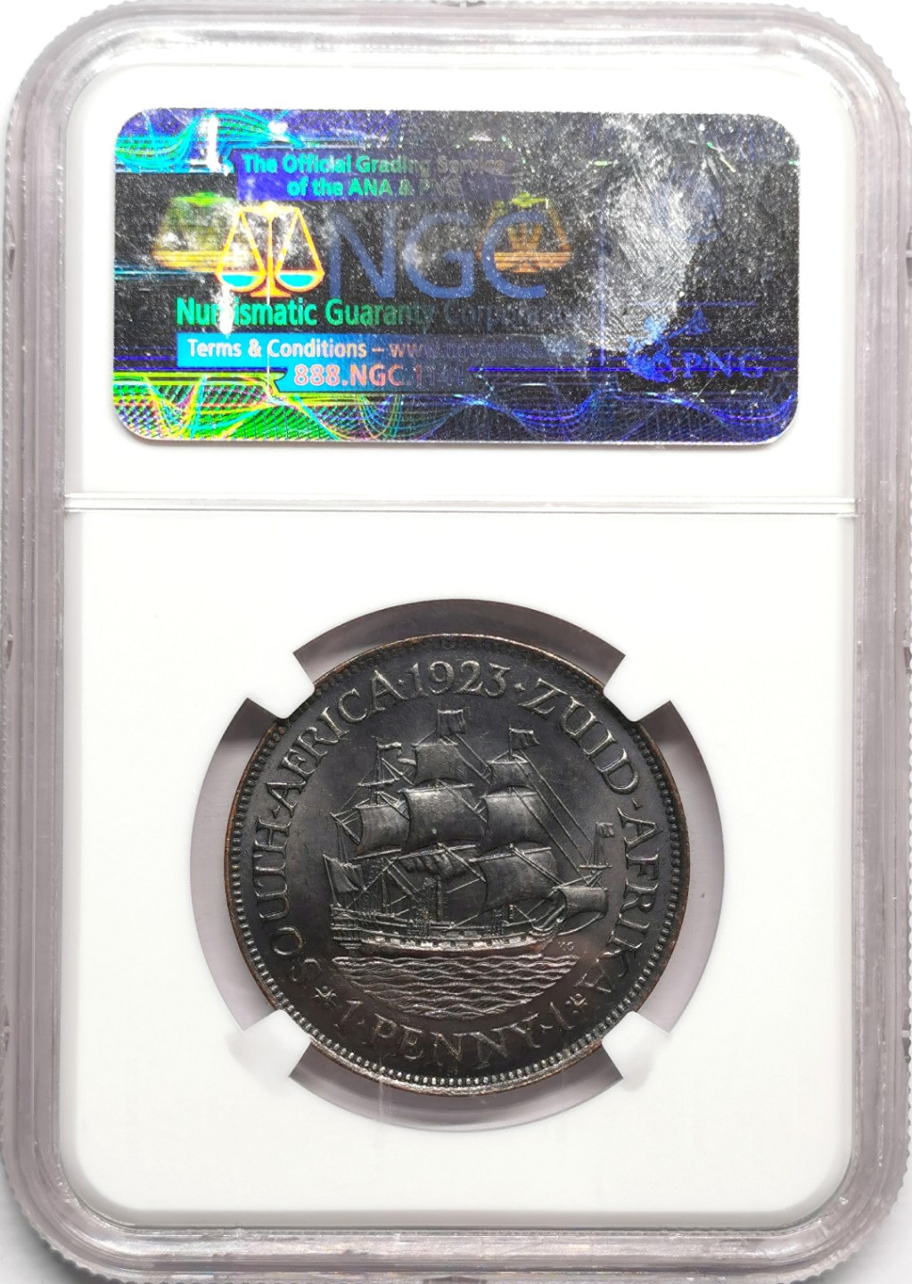 凡希社世界钱币微拍第二百三十三期 1923南非联邦乔五便士大铜NGC-MS66