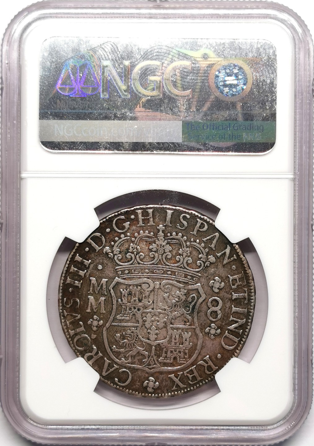 凡希社世界钱币微拍第二百三十三期 1761墨西哥卡洛斯三世地球双柱NGC-AU50好味道！