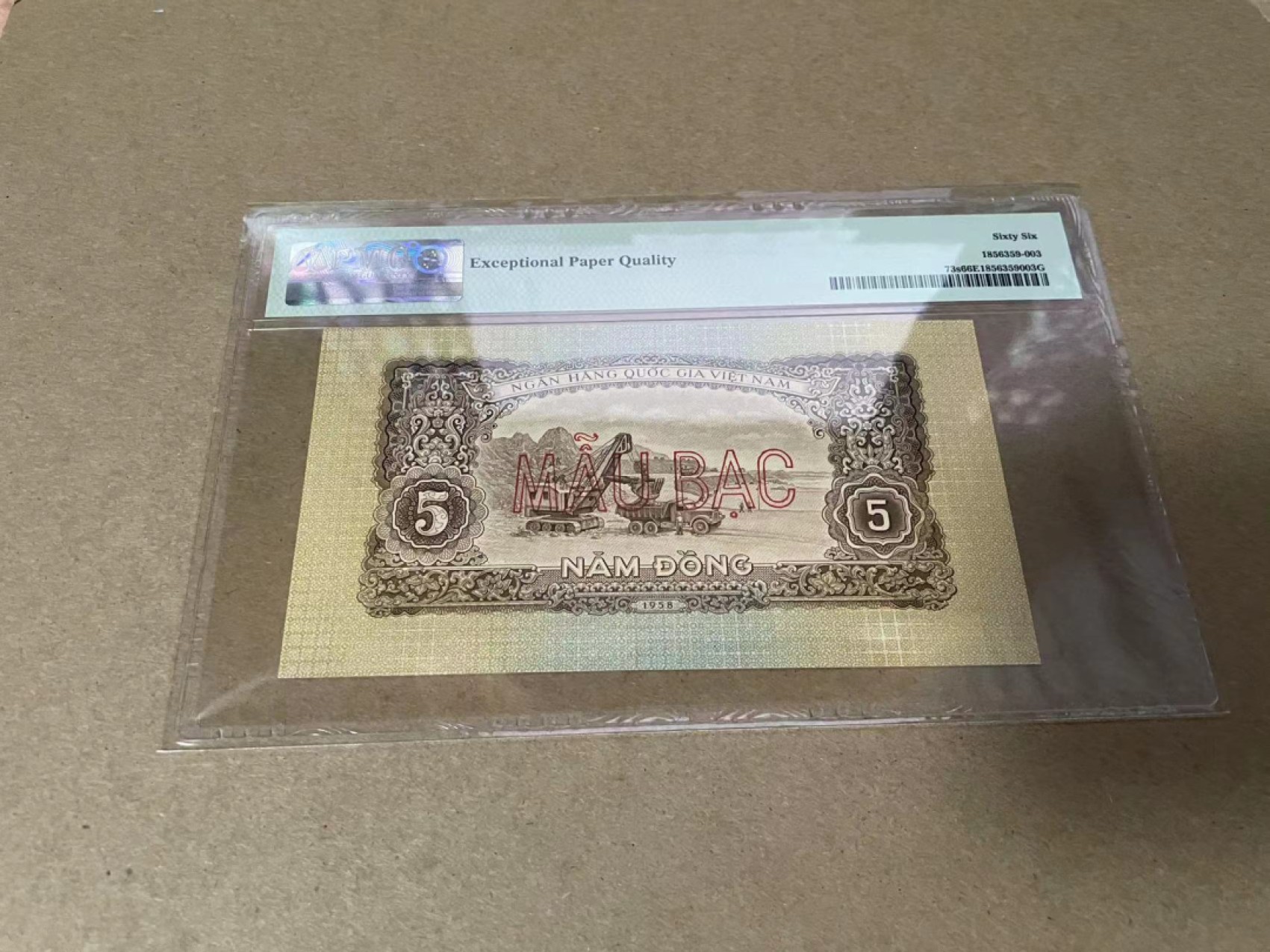 【Blue Auction】✨世界纸币精拍第306期——南越豹子【精】 【样钞】越南 1958年5盾 PMG66EPQ 