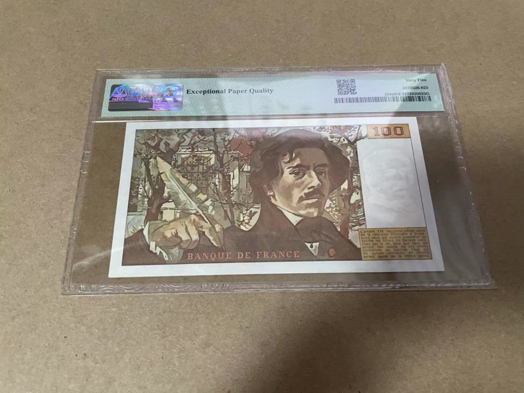 【Blue Auction】✨世界纸币精拍第306期——南越豹子【精】 【初版首年】法国 1978年100法郎 PMG65EPQ 自由引导人民