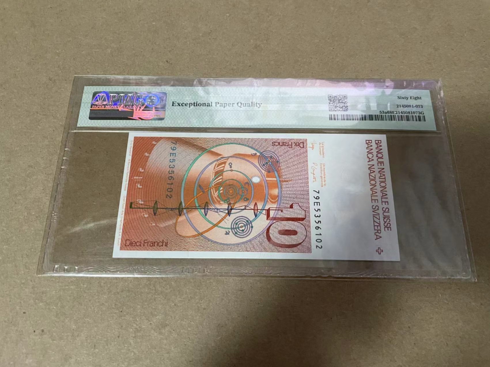 【Blue Auction】✨世界纸币精拍第306期——南越豹子【精】 【无47 仅1张更高分】瑞士 1979年10法郎 PMG68EPQ 超高分