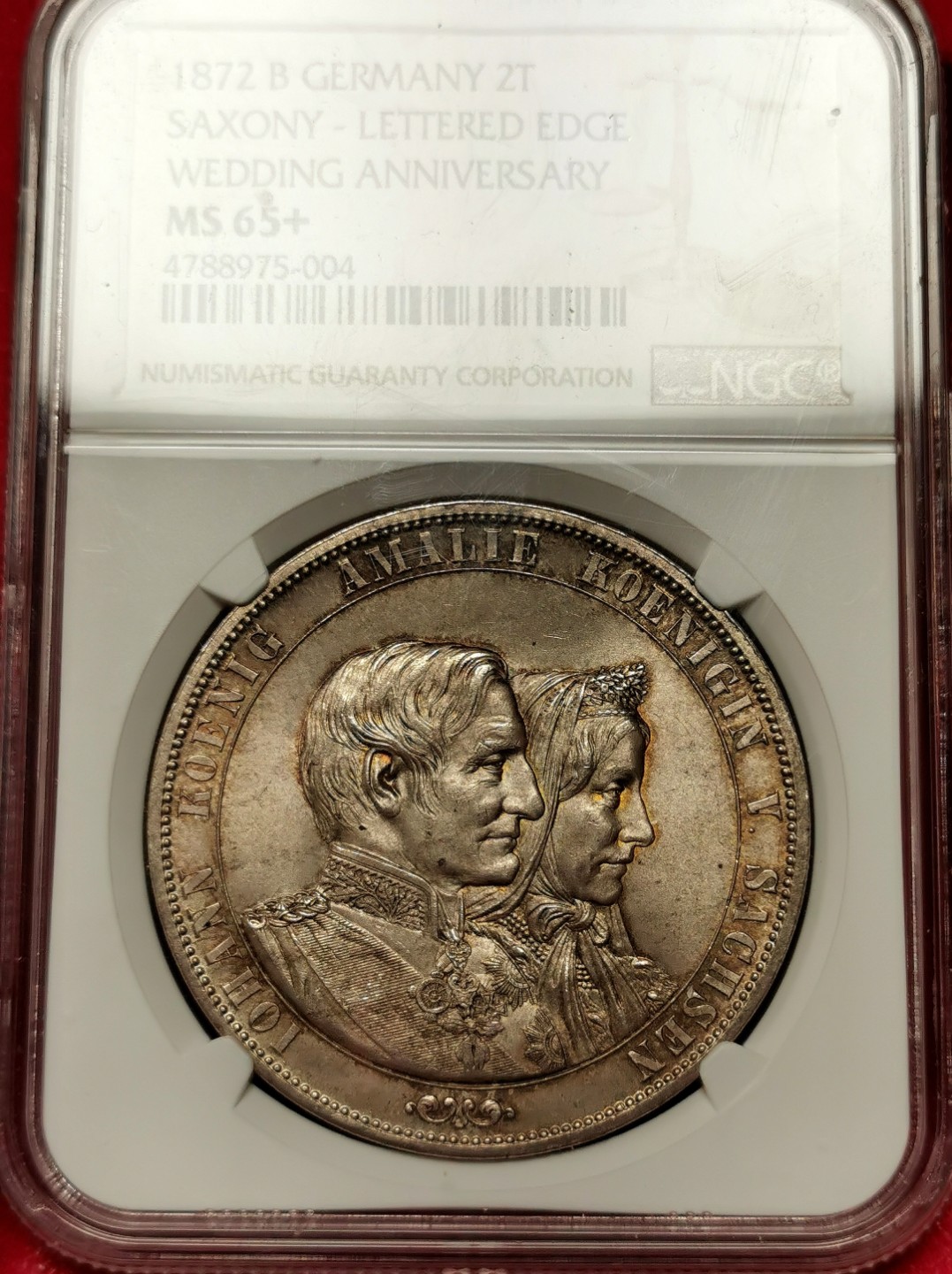 凡希社世界钱币微拍第二百三十三期 1872萨克森金婚2泰勒大银NGC-MS65+淡金色包浆高分天花板！