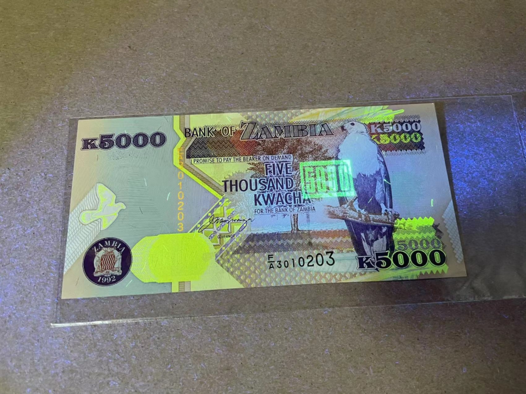 【Blue Auction】✨世界纸币精拍第306期——南越豹子【精】 【无47】赞比亚 1992年5000克瓦查 全新UNC