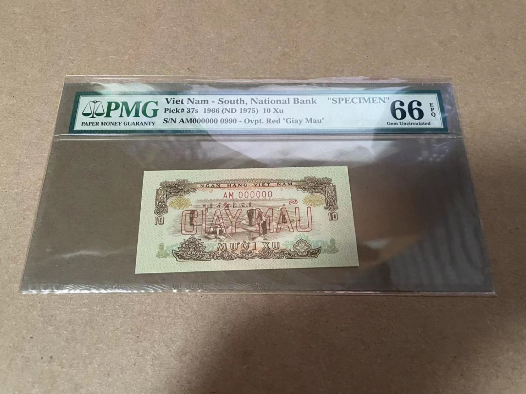 【Blue Auction】✨世界纸币精拍第306期——南越豹子【精】 【样钞】南越 1966年10徐 PMG66EPQ 