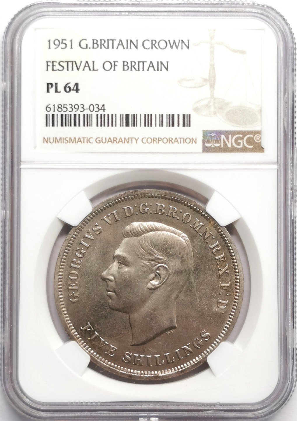 凡希社世界钱币微拍第二百三十三期 1951英国乔六最后的马剑NGC-PL64