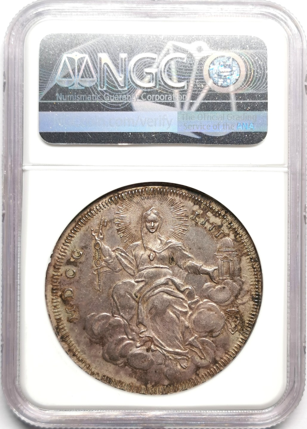 凡希社世界钱币微拍第二百三十三期 荐！1753教皇国本笃十四世圣母降临SCUDO大银NGC-AU58包浆厚重视觉感一流！