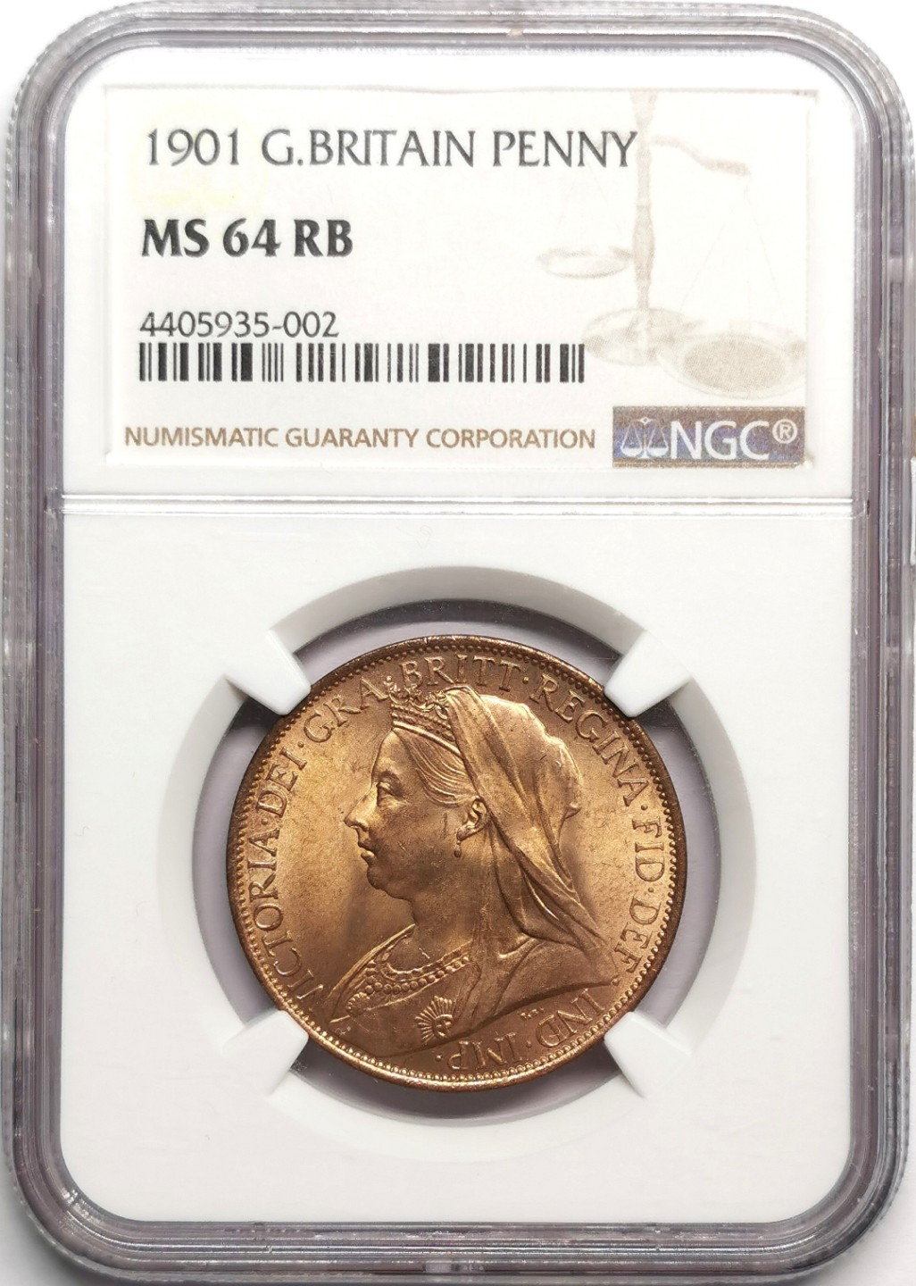 凡希社世界钱币微拍第二百三十三期 1901英国批纱便士大铜NGC-MS64