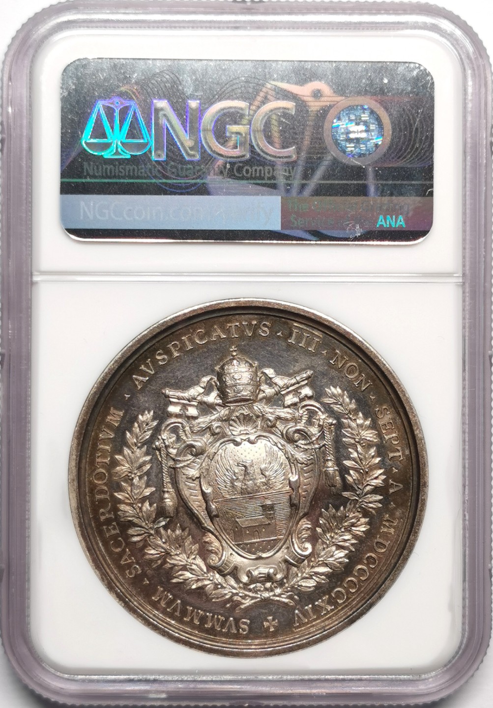 凡希社世界钱币微拍第二百三十三期 1914梵蒂冈本笃十五世教宗选举会议纪念银章NGC-MS62