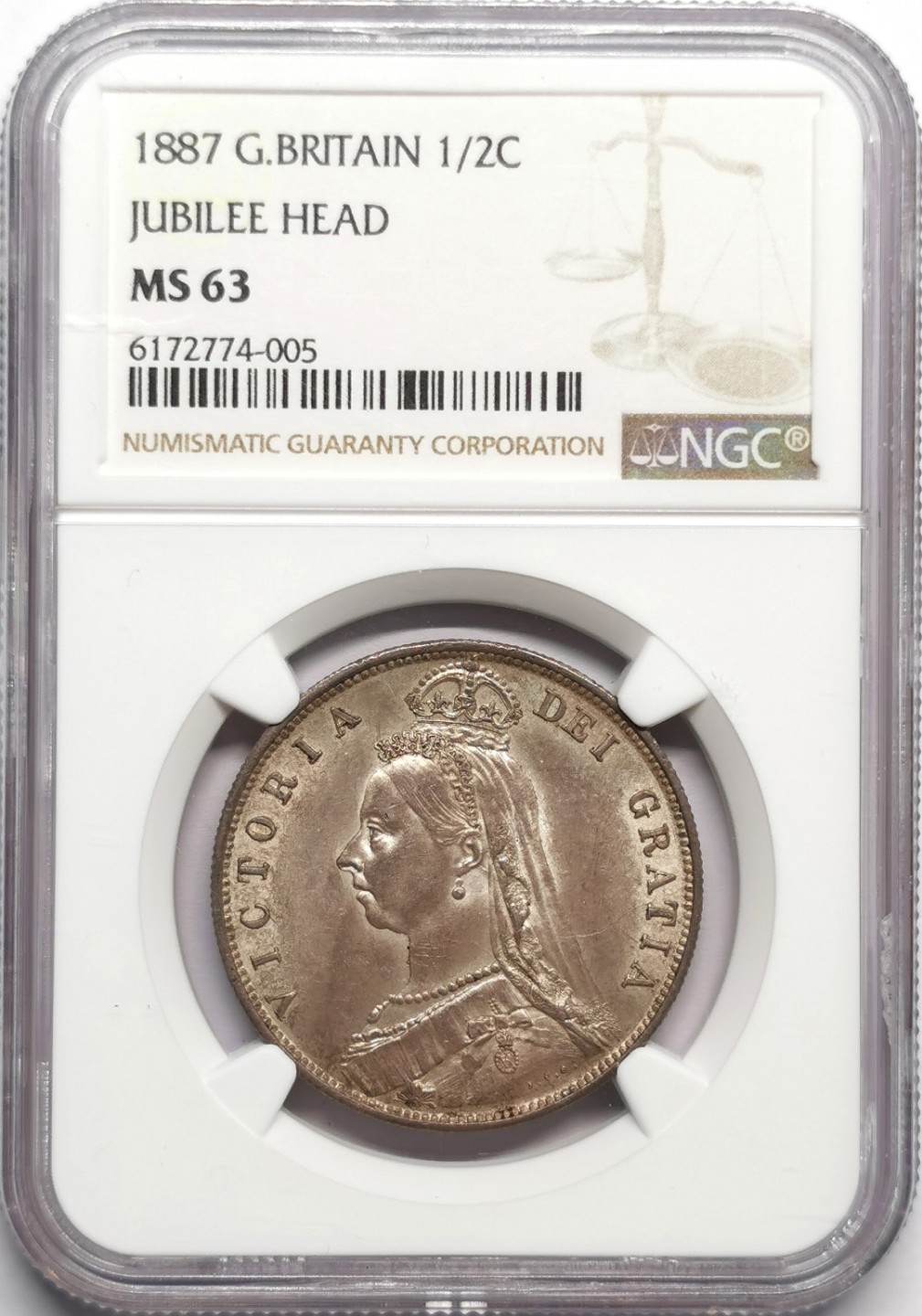 凡希社世界钱币微拍第二百三十三期 1887英国老维高冠半克朗NGC-MS63