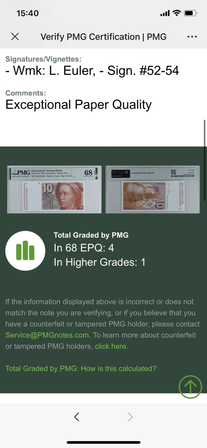 【Blue Auction】✨世界纸币精拍第306期——南越豹子【精】 【无47 仅1张更高分】瑞士 1979年10法郎 PMG68EPQ 超高分