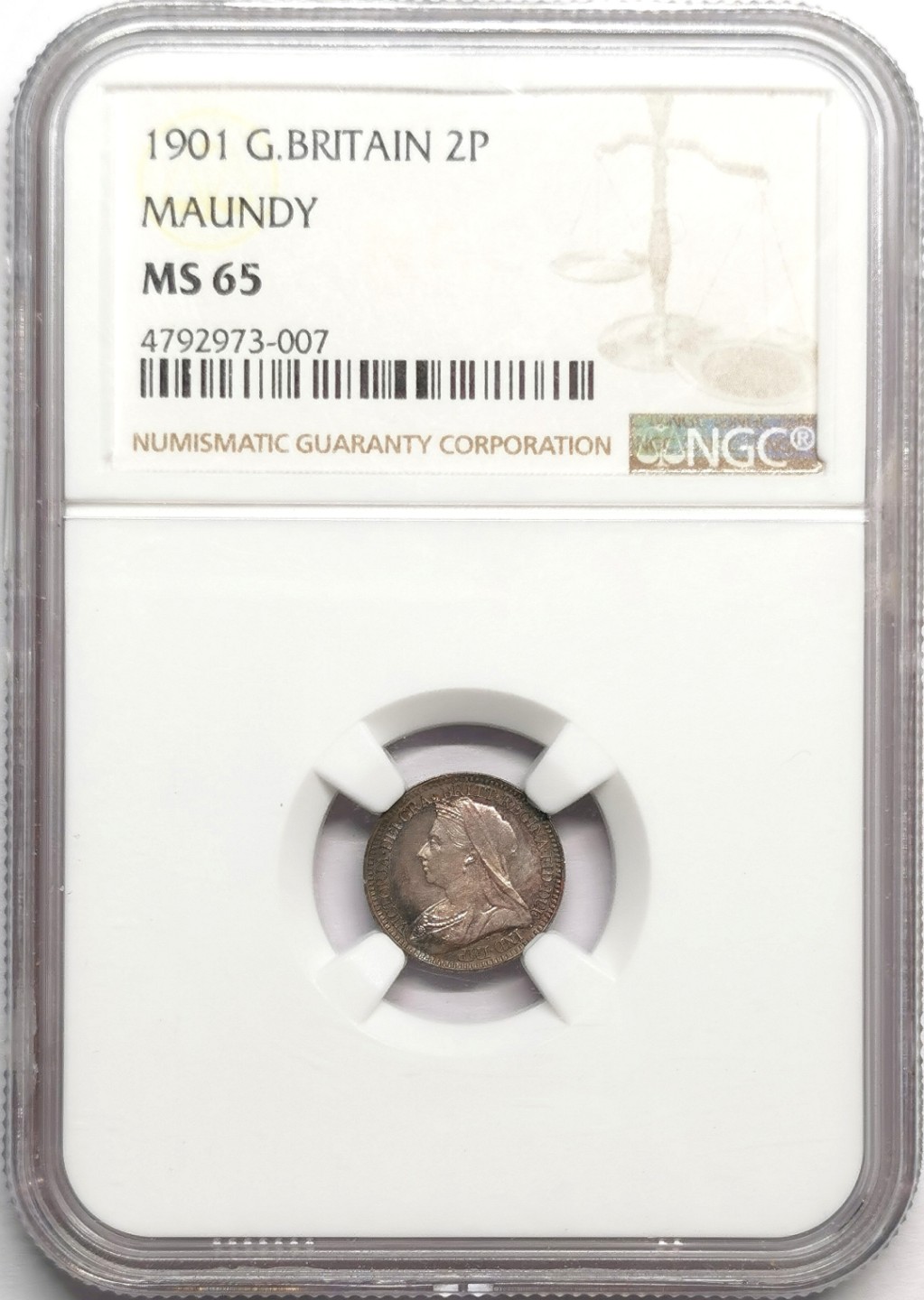 凡希社世界钱币微拍第二百三十三期 1901英国濯足2便士NGC-MS65