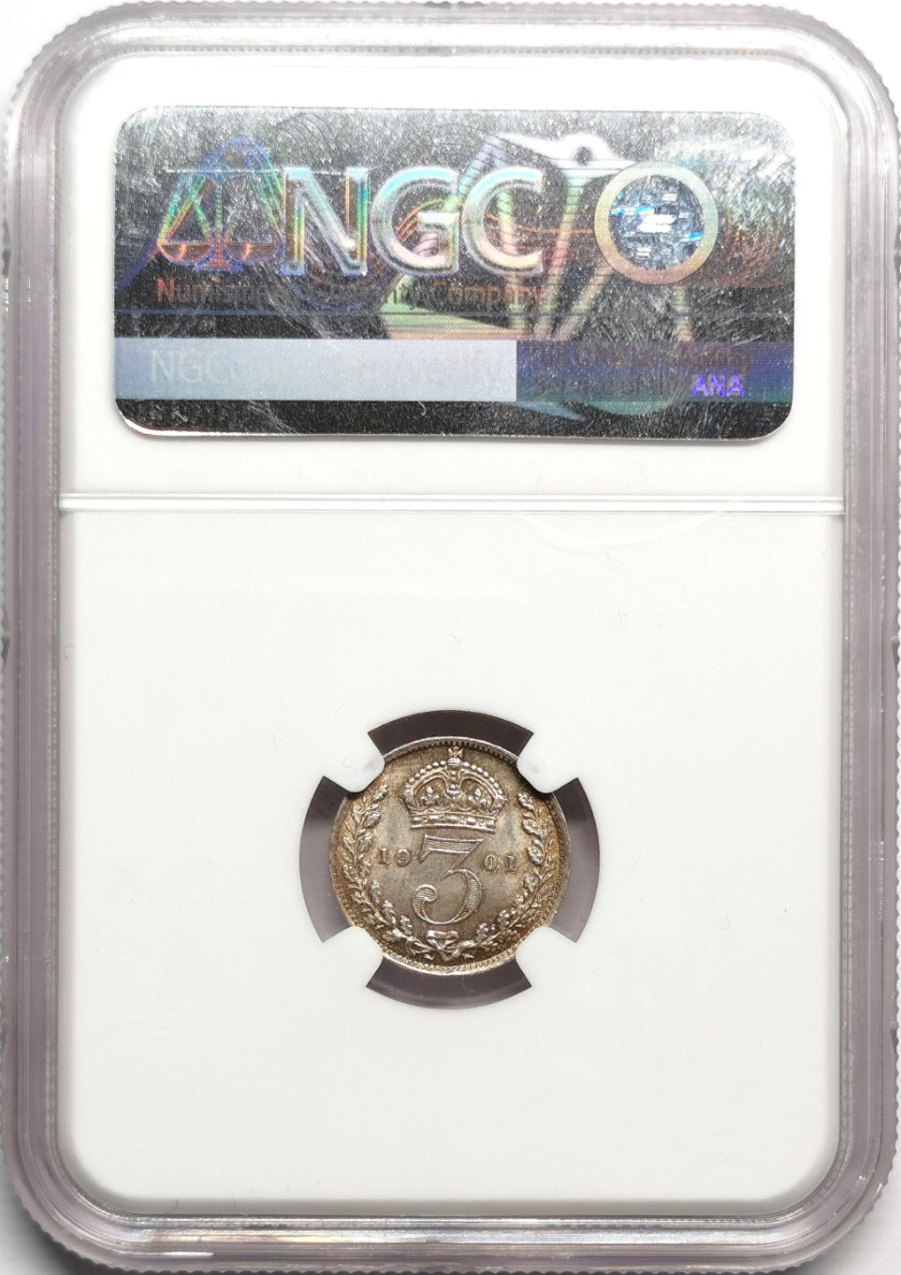 凡希社世界钱币微拍第二百三十三期 1901英国批纱3便士NGC-MS64