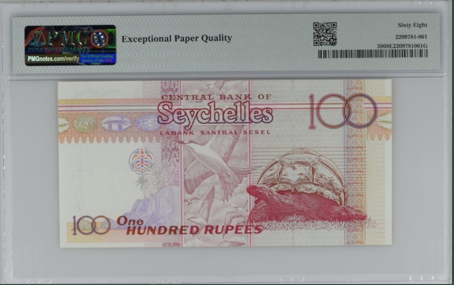 收藏联盟Quantum Auction 第243期拍卖 已更新 塞舌尔1998年100卢比 PMG68 首发AA冠 冠军分 大陆龟