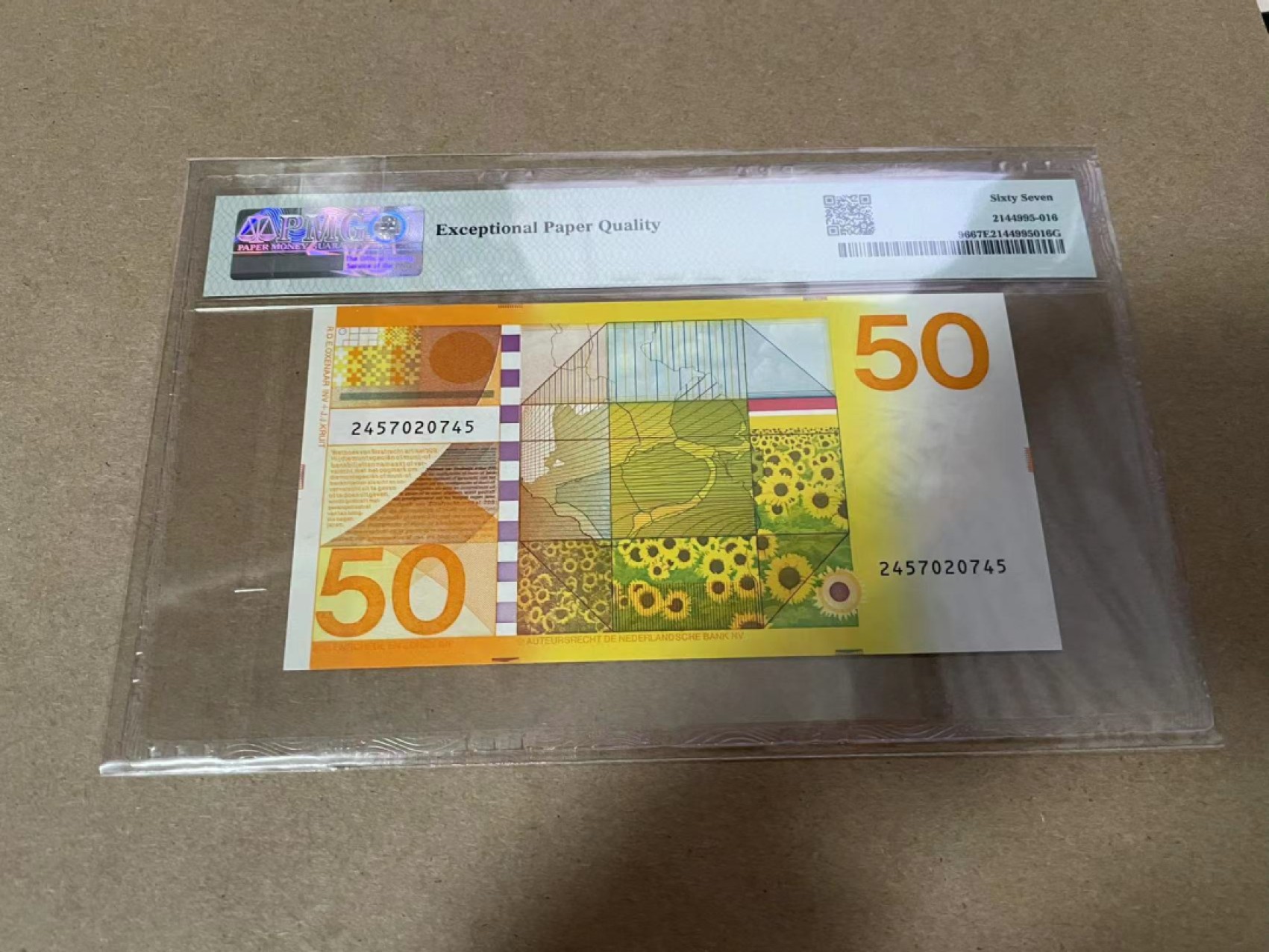 【Blue Auction】✨世界纸币精拍第306期——南越豹子【精】  荷兰 1982年50盾 PMG67EPQ 经典向日葵