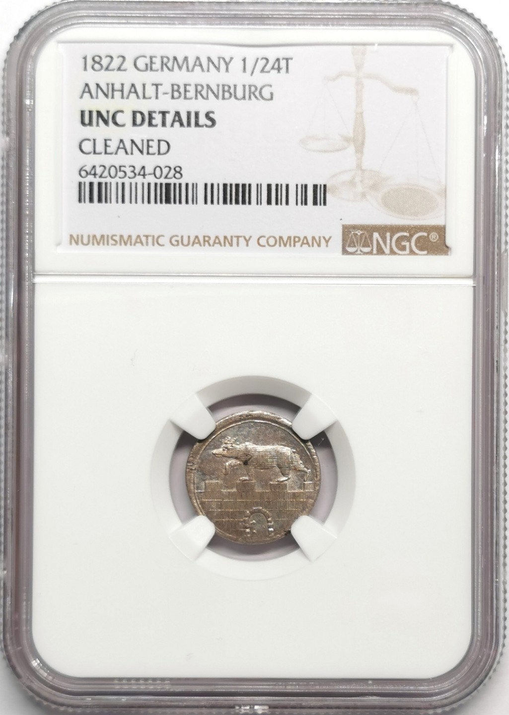 凡希社世界钱币微拍第二百三十三期 1822安哈特小熊1/24泰勒NGC-UNCD