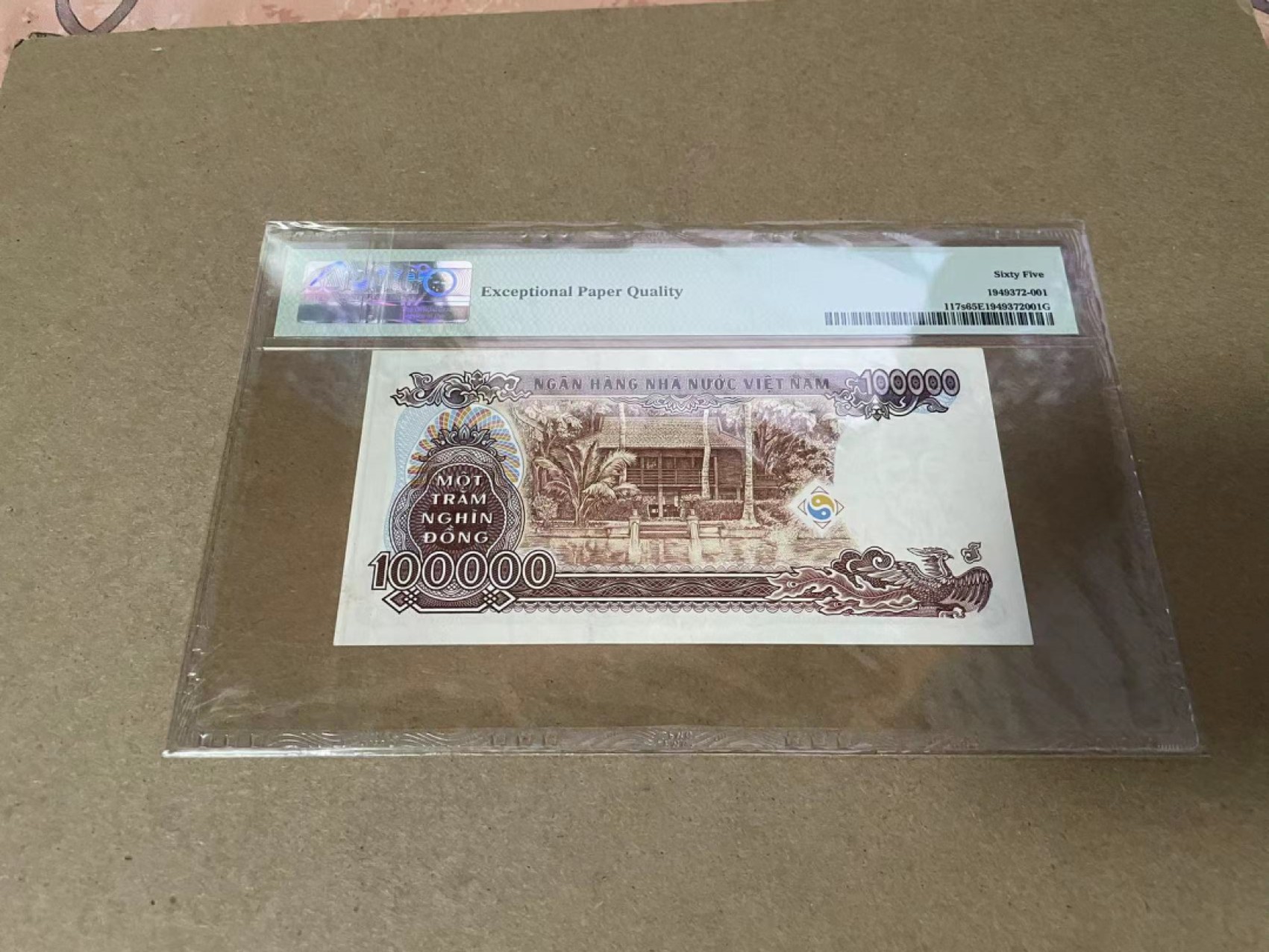 【Blue Auction】✨世界纸币精拍第306期——南越豹子【精】 【样钞】越南 1994年10万盾 PMG65EPQ 