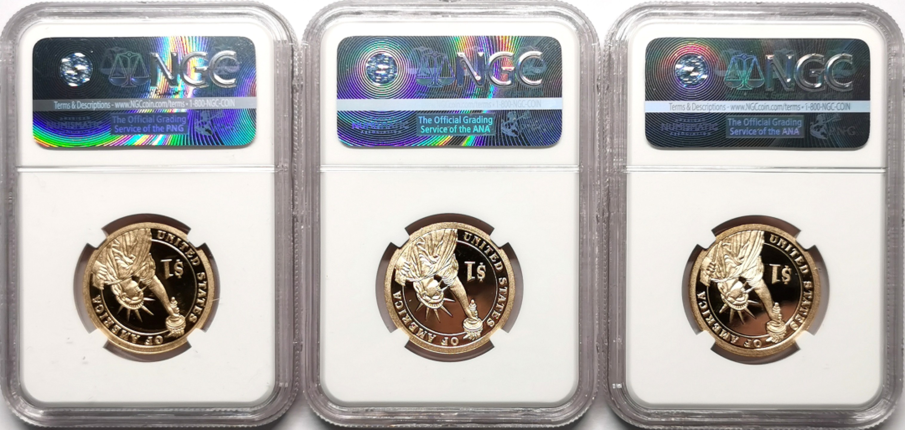 凡希社世界钱币微拍第二百三十三期 2016美国总统纪念壹元三枚一组NGC-PF70UC