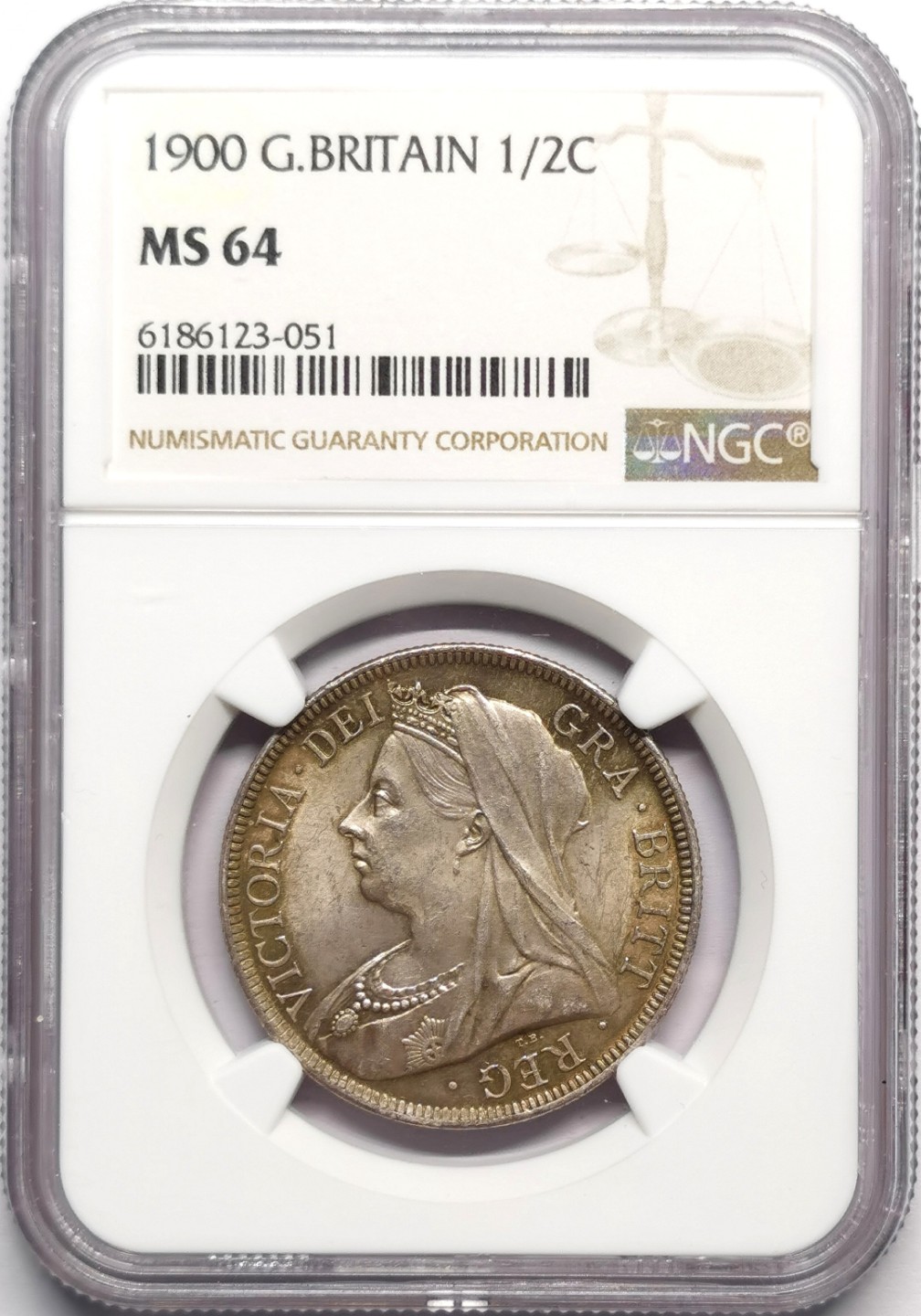 凡希社世界钱币微拍第二百三十三期 1900英国老维批纱半克朗NGC-MS64