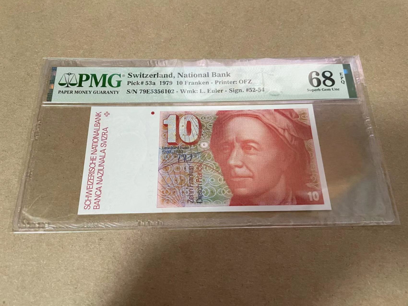 【Blue Auction】✨世界纸币精拍第306期——南越豹子【精】 【无47 仅1张更高分】瑞士 1979年10法郎 PMG68EPQ 超高分