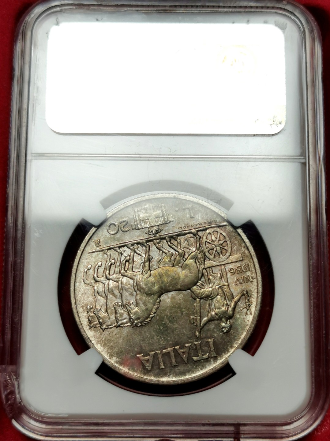 凡希社世界钱币微拍第二百三十三期 荐！1936意大利法西斯版执束棒与NIKE的女神20里拉大银NGC-MS63+五彩绝美收藏级！