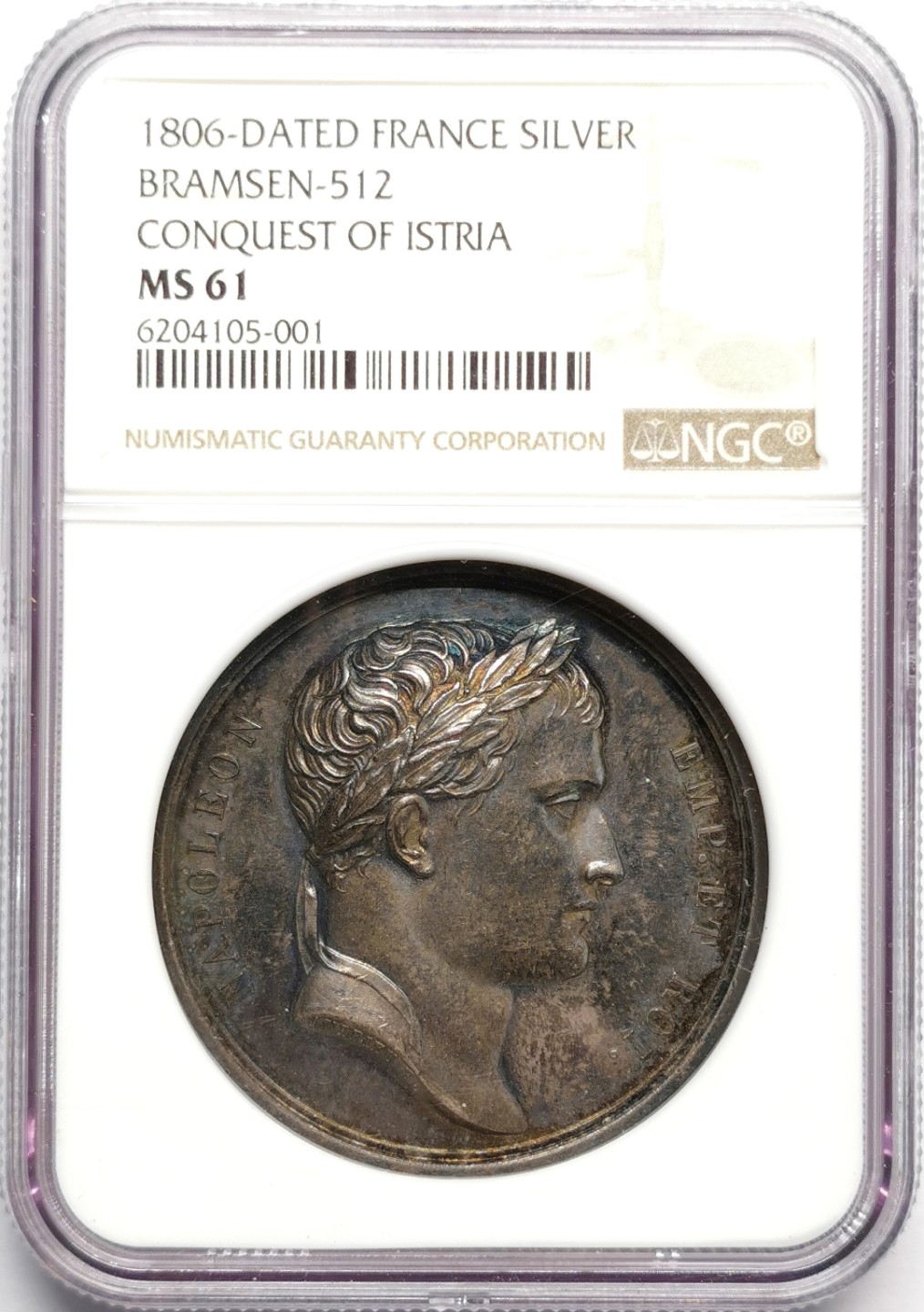 凡希社世界钱币微拍第二百三十三期 荐！1806法国拿破仑征服伊斯特里亚纪念银章NGC-MS61原铸！