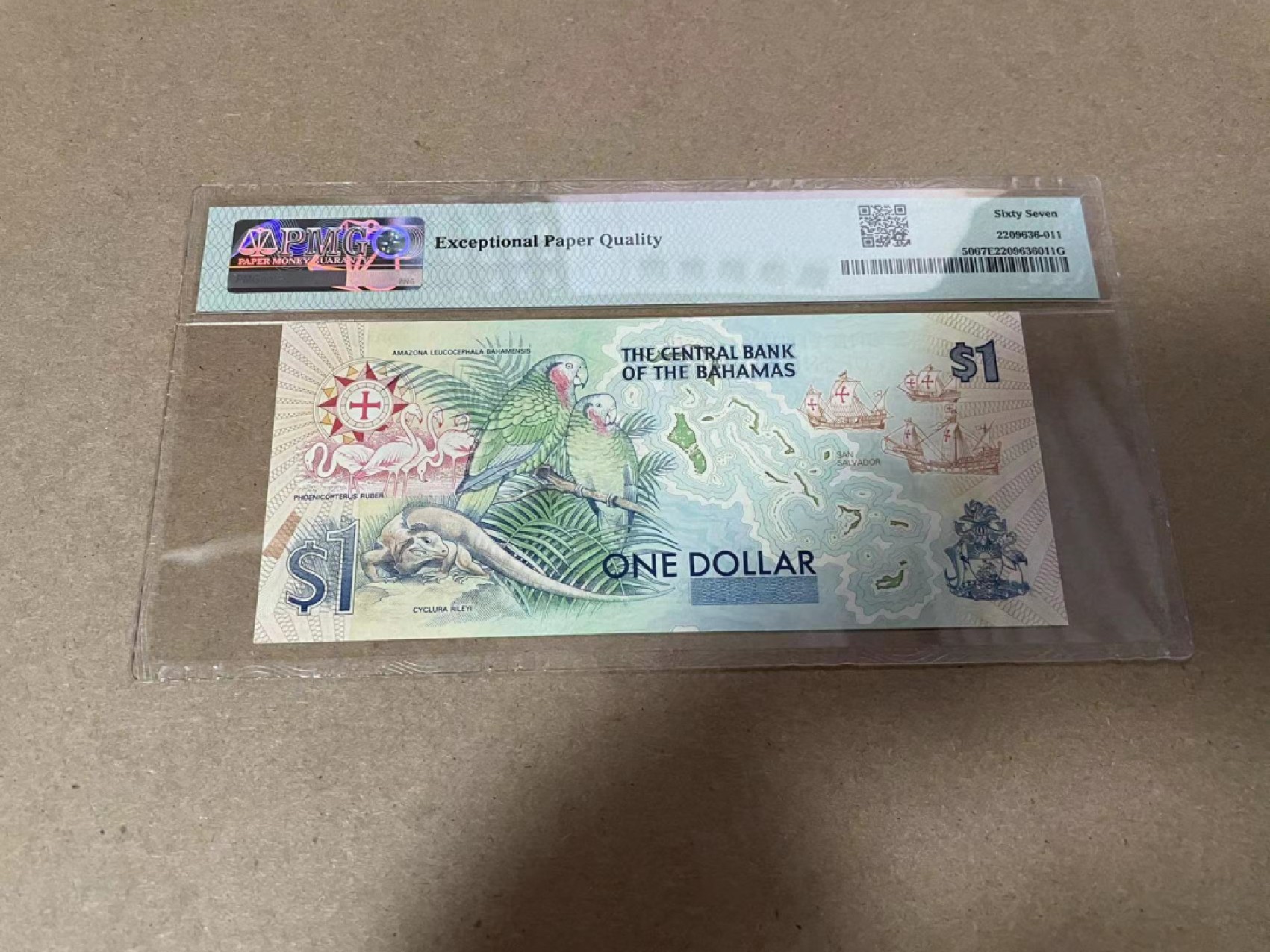 【Blue Auction】✨世界纸币精拍第306期——南越豹子【精】 【A冠千位小号】巴哈马 1992年1元 PMG67EPQ 哥伦比 纪念钞