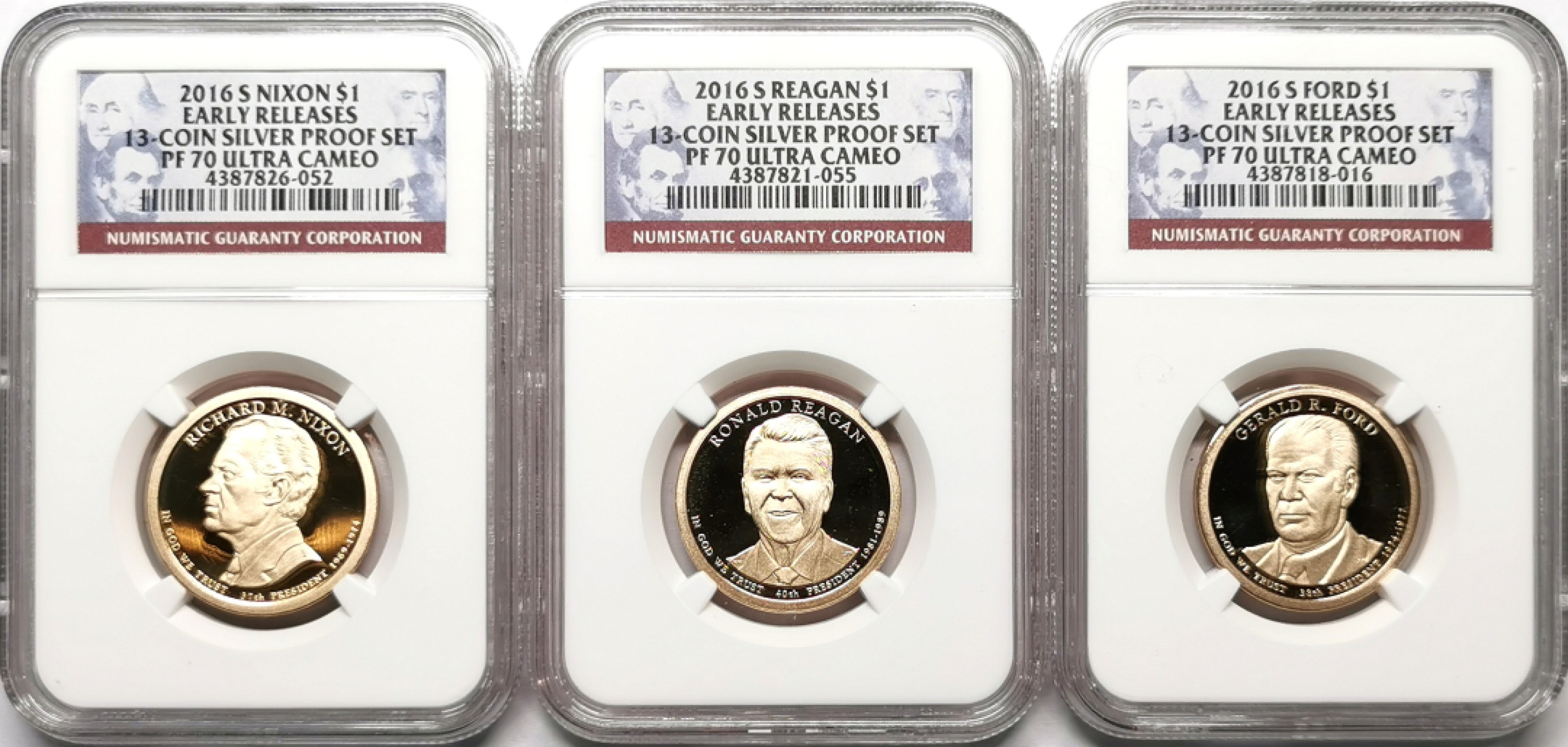 凡希社世界钱币微拍第二百三十三期 2016美国总统纪念壹元三枚一组NGC-PF70UC