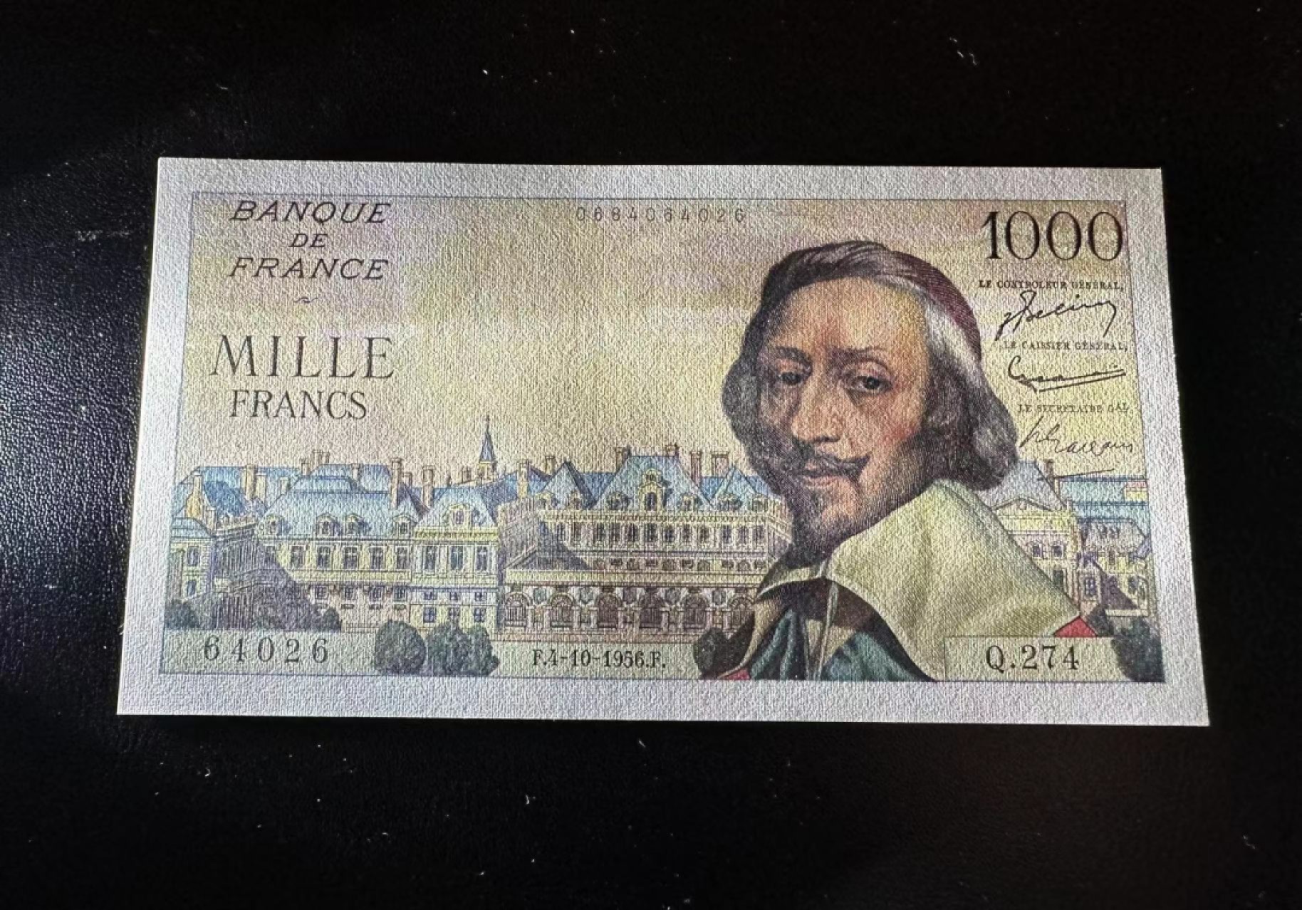 【Blue Auction】✨世界纸币精拍第306期——南越豹子【精】 法国 1956年1000法郎 改值前版本 红衣教主 UNC-