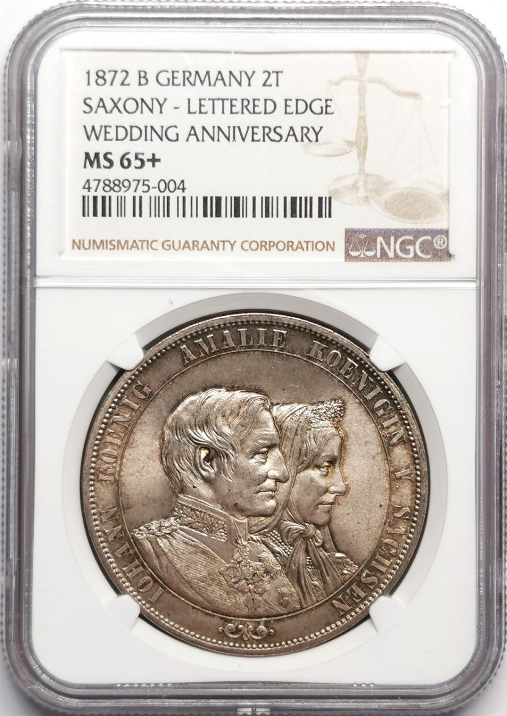 凡希社世界钱币微拍第二百三十三期 1872萨克森金婚2泰勒大银NGC-MS65+淡金色包浆高分天花板！