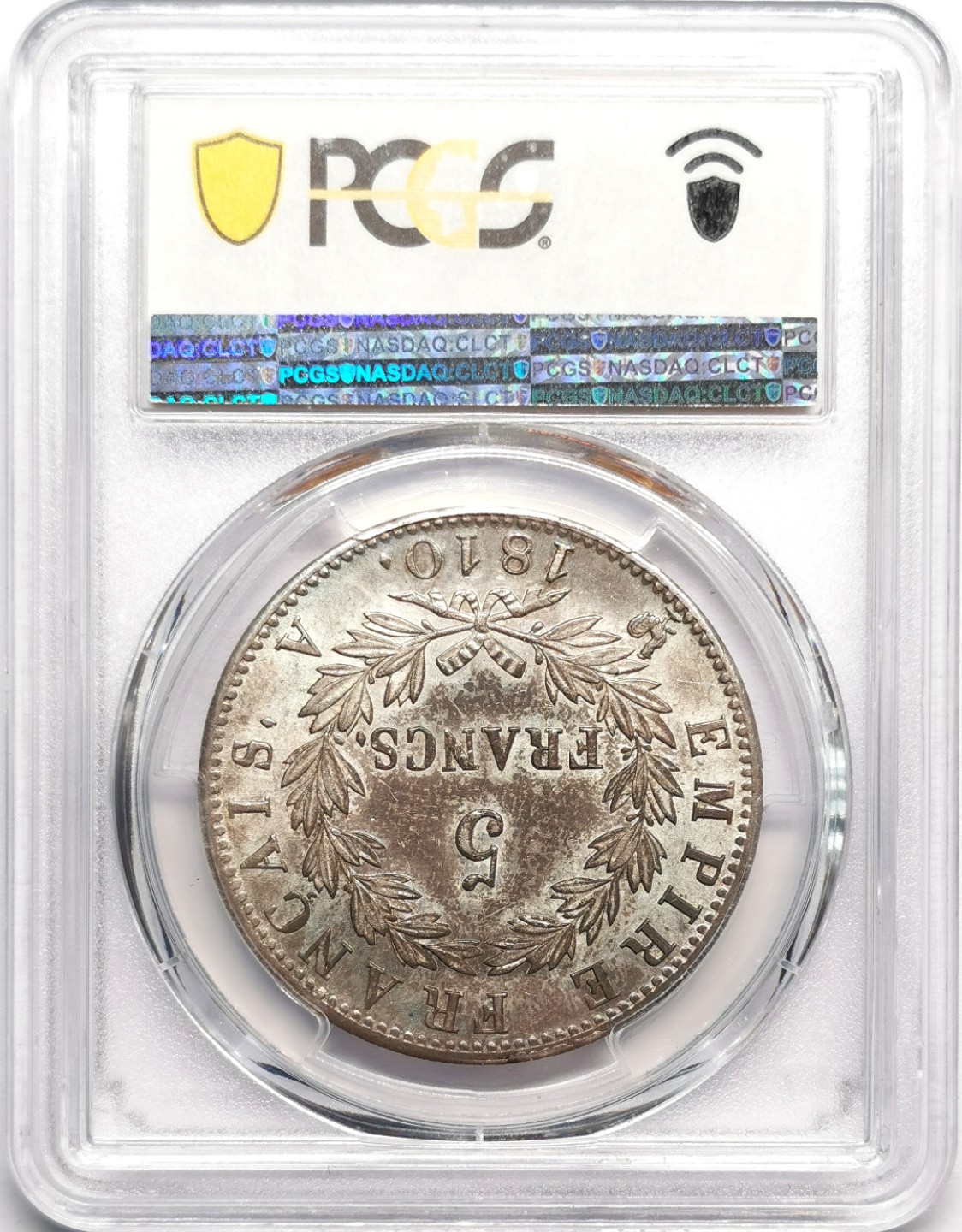 凡希社世界钱币微拍第二百三十三期 1810A法国拿破仑桂冠像5法郎PCGS-AU55粉光实物赞！