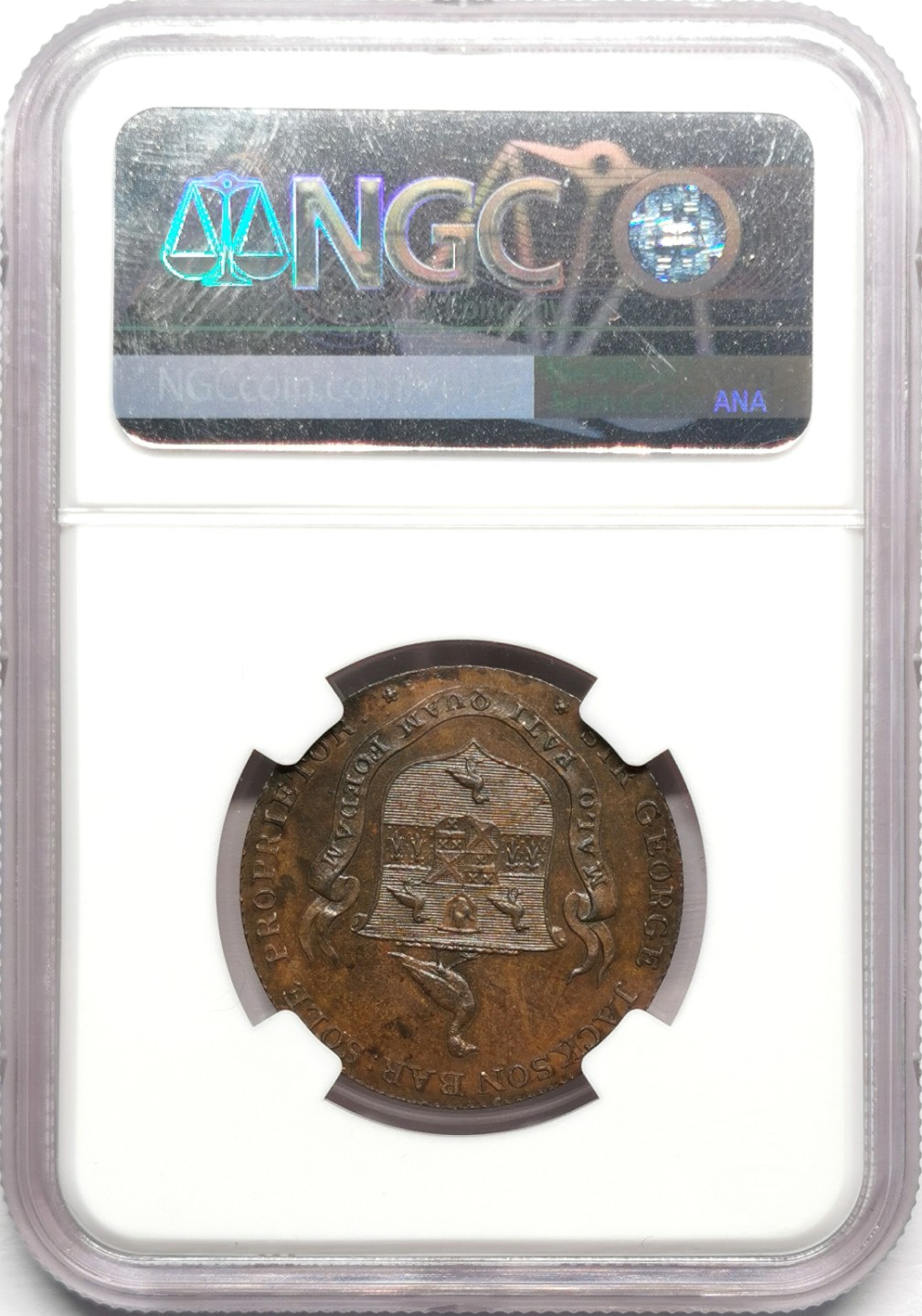 凡希社世界钱币微拍第二百三十三期 荐！1795英国毕晓普斯托福德运河半便士NGC-MS62 铜色迷人SOHO经典！