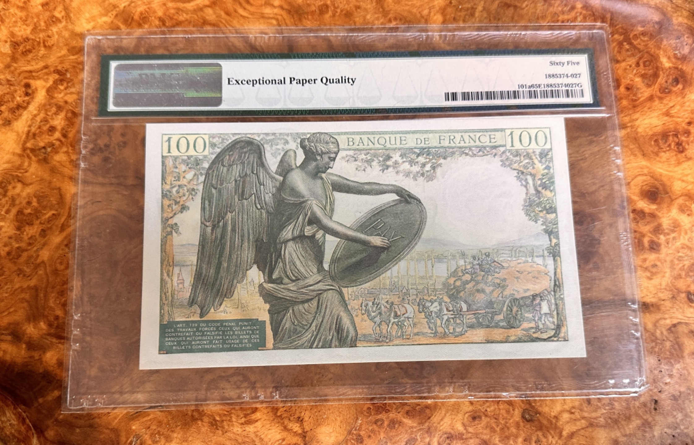 Chase Auction 第20期 - - 外钞、民国钞和人民币混合场！ 1942年法国100法郎，PMG65，哲学家数学家笛卡尔！